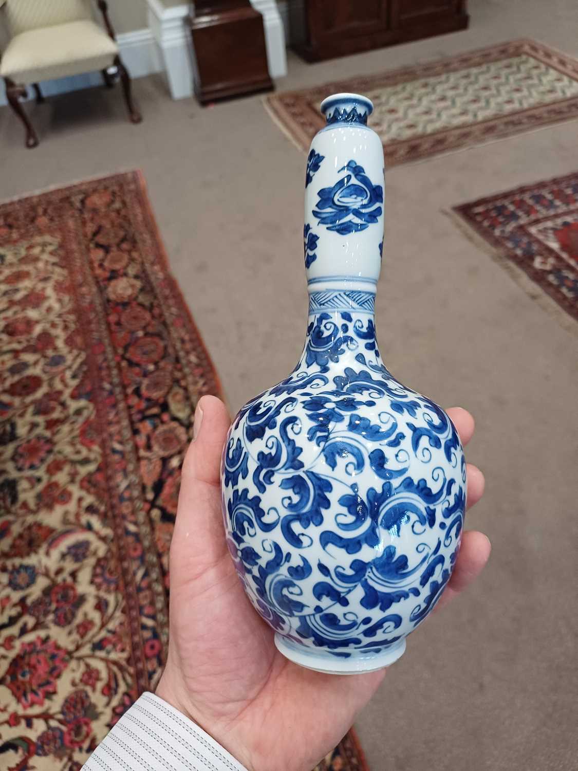 A Chinese Porcelain Bottle Vase, Chenghua reign mark but probably Kangxi, of ovoid form with - Image 3 of 10