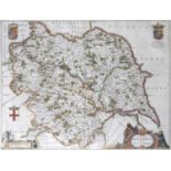 Yorkshire Map [Blaeu (Johannes)], Ducatus Eboracensis Anglice York Shire. No date [c. 1647], hand-