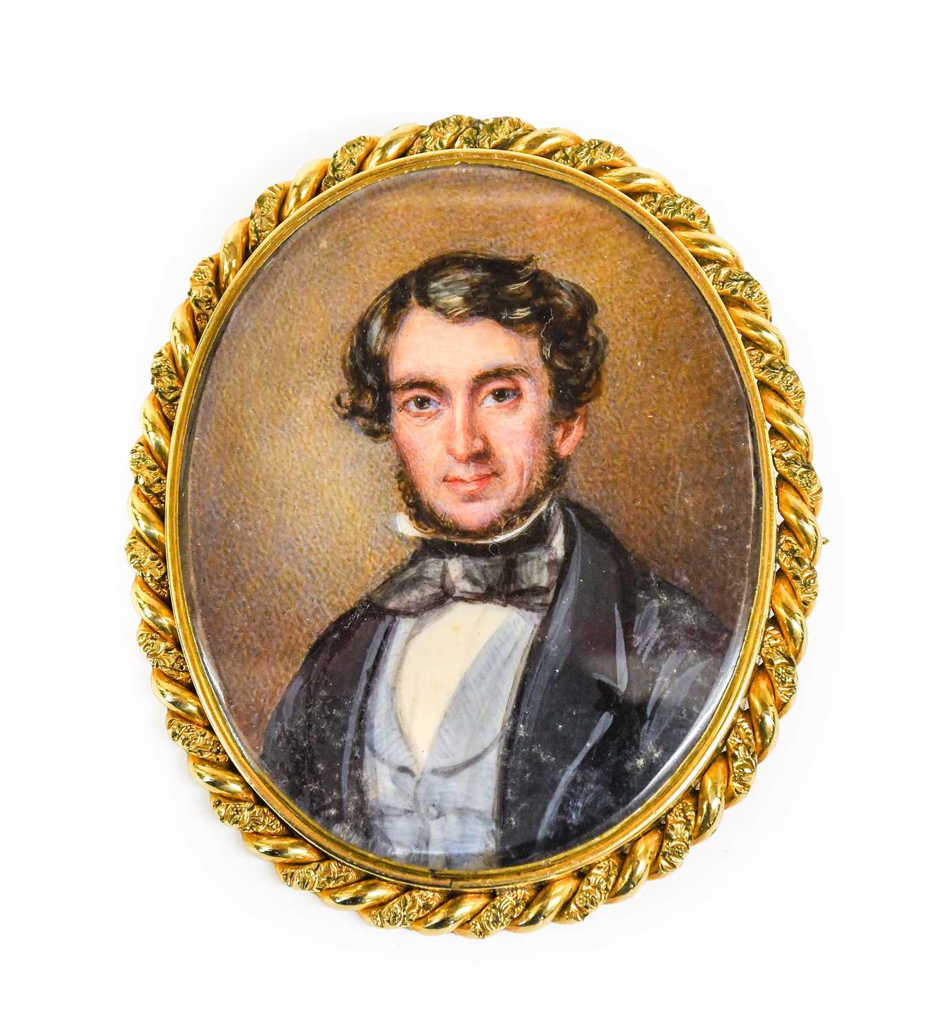 English School (early 19th century): Miniature Portrait of a Gentleman, bust length, wearing a black