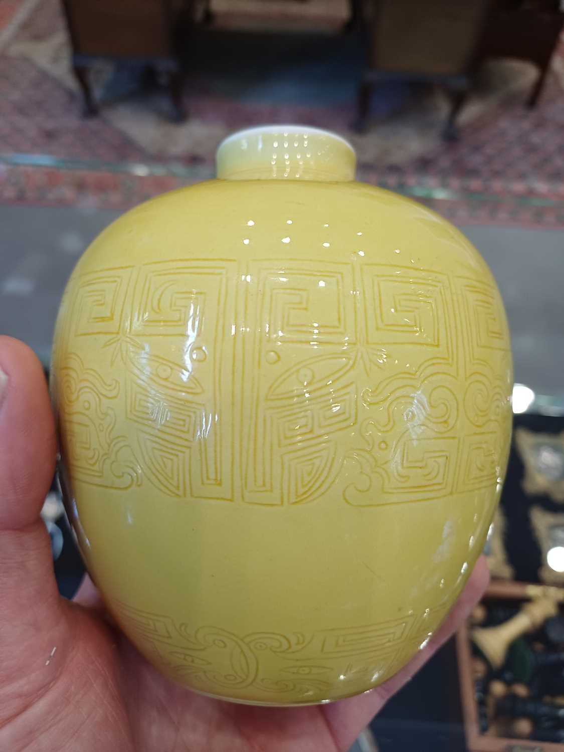 A Chinese Yellow-Ground Porcelain Vase, bears Kangxi reign mark but not of the period, of ovoid form - Image 9 of 9