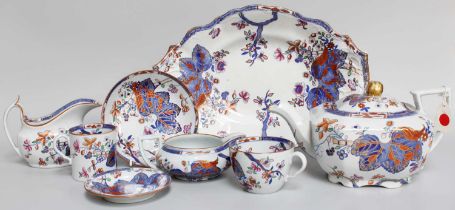 An Assembled Copeland Spode Tea and Coffee Service, circa 1850, decorated in the "Tobacco Leaf"