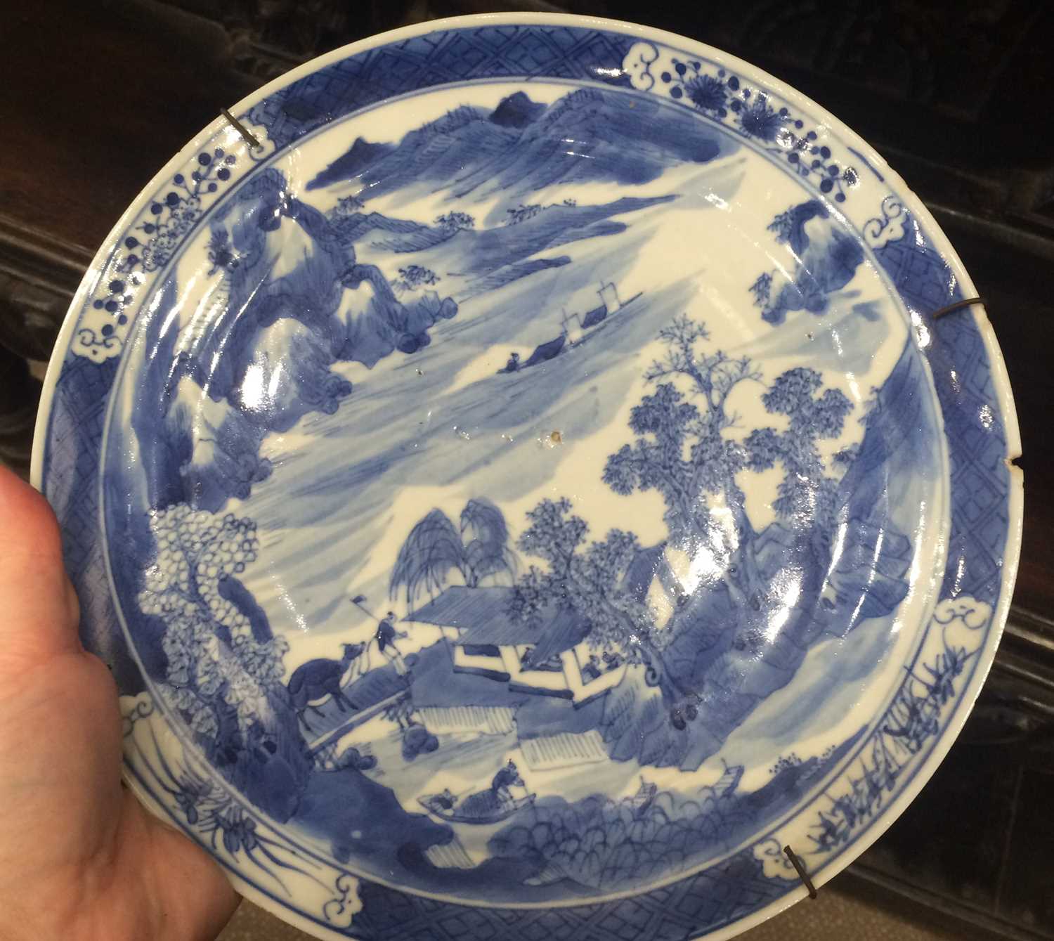 A Chinese Porcelain Bowl and Cover, 17th century style, painted in underglaze blue with ducks in a - Image 6 of 19