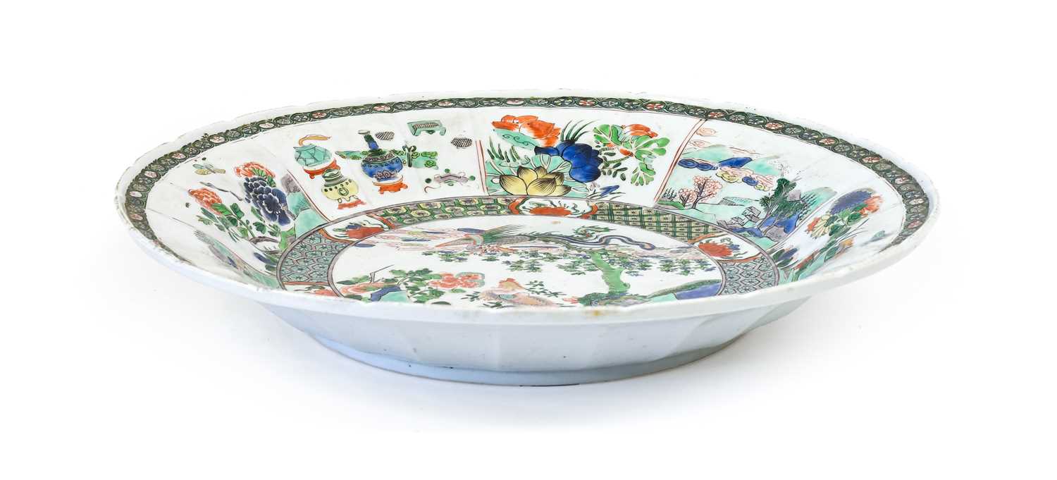 A Chinese Porcelain Dish, Kangxi, of circular form, painted in famille verte enamels with phoenix - Image 2 of 12