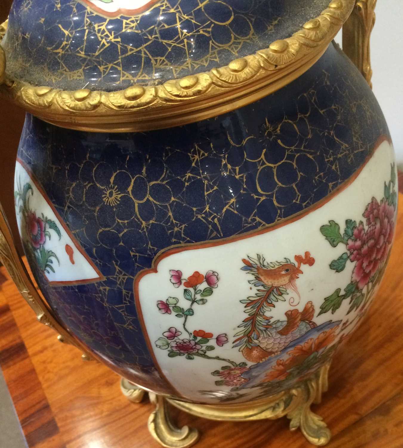 A Chinese Porcelain Ginger Jar and Cover, 18th century, with later gilt bronze mounts and now as a - Image 6 of 12