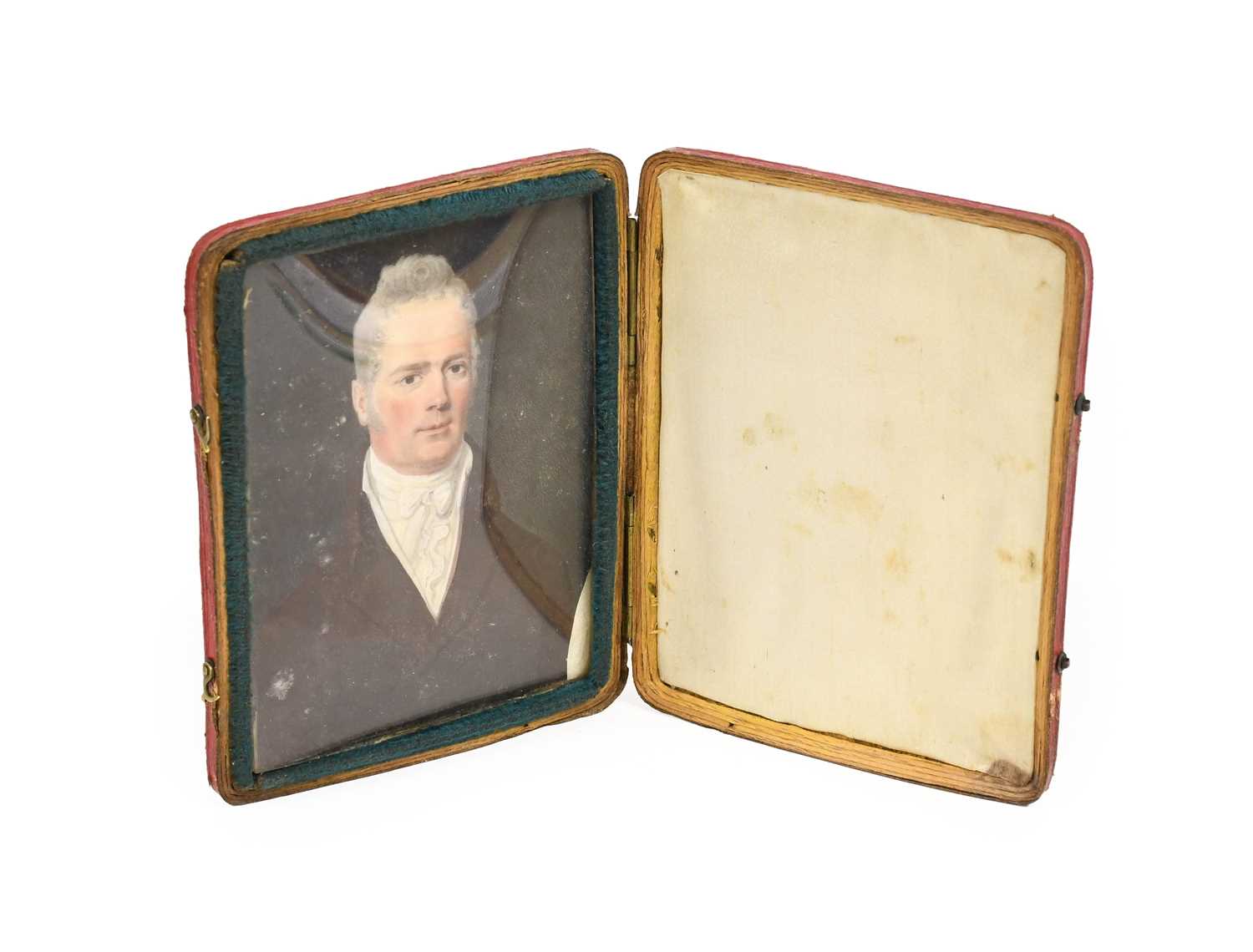 English School (early 19th century): Miniature Portrait of a Gentleman, bust length, wearing a white