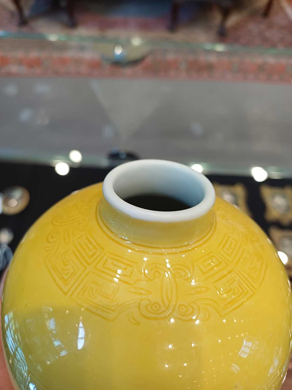 A Chinese Yellow-Ground Porcelain Vase, bears Kangxi reign mark but not of the period, of ovoid form - Image 5 of 9