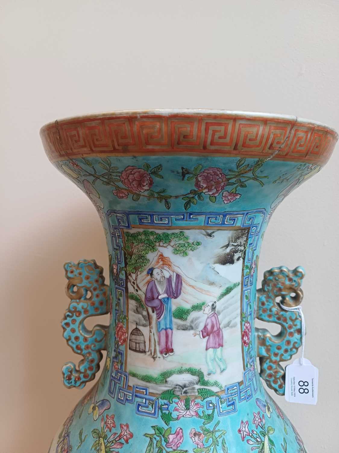 A Chinese Porcelain Vase, early 19th century, of baluster form, the flared neck with mythical - Bild 6 aus 15