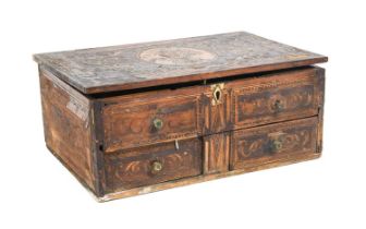 A French Gilt and Colour Straw-Work Box, probably Prisoner of War work, early 19th century, of