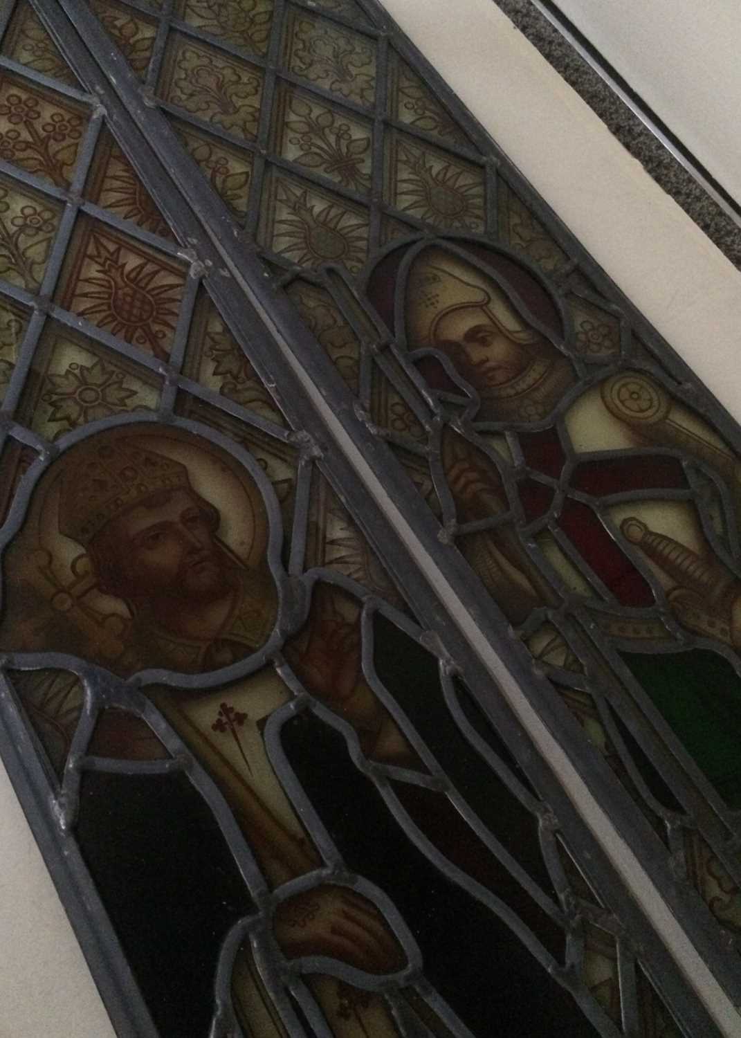 A Set of Four Victorian Stained Glass Panels, combining to form an arch, depicting St Andrew, St - Image 18 of 22