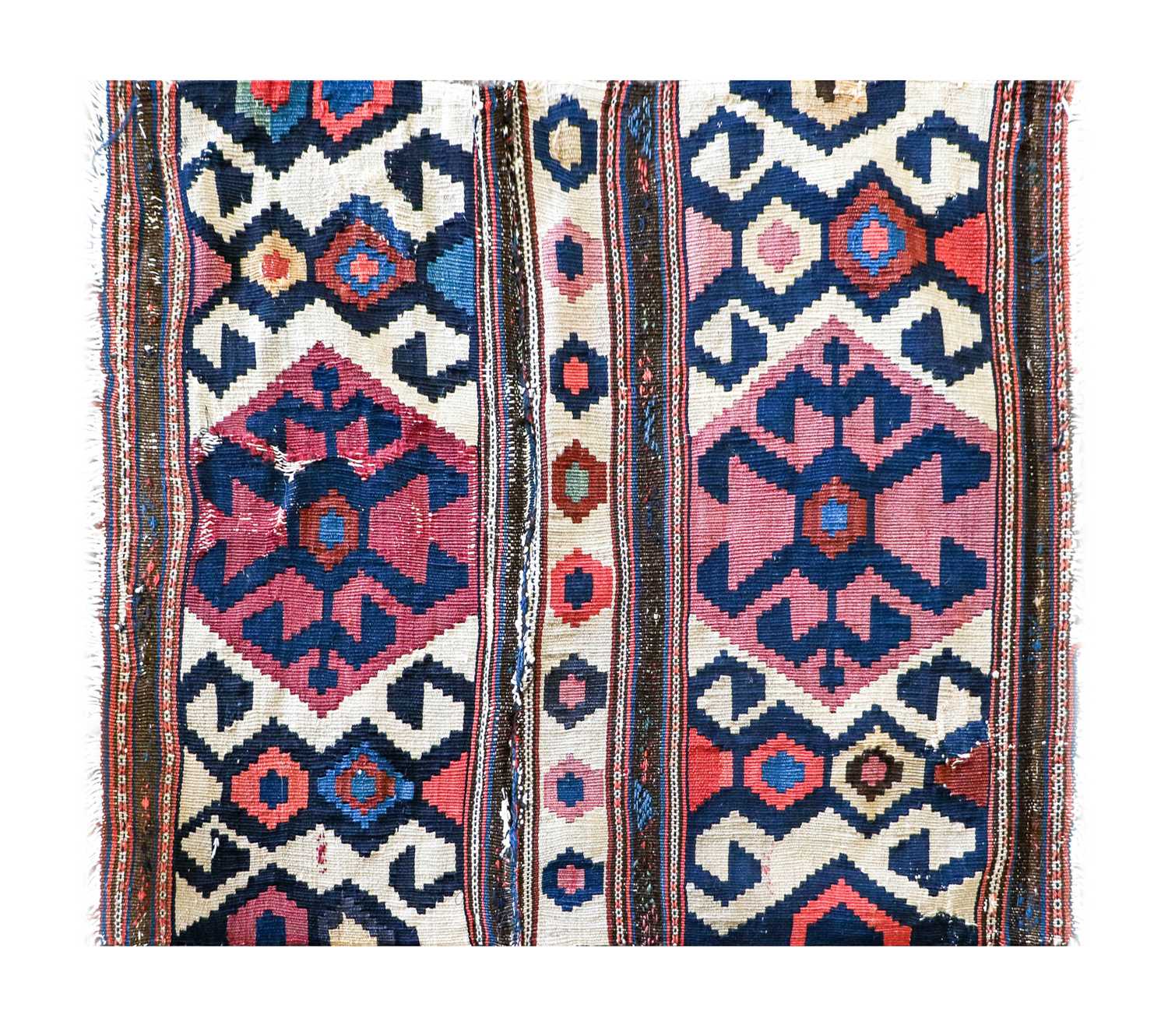 ~ Shahsavan Flat Woven Salt Bag North West Iran, circa 1900 Comprised of two compartments of stepped - Bild 2 aus 5