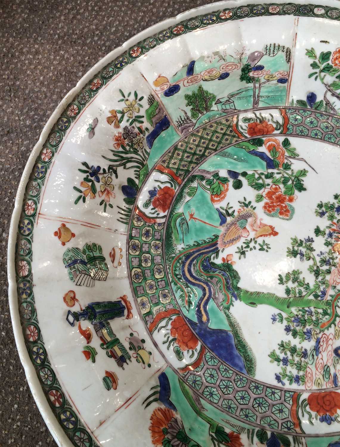 A Chinese Porcelain Dish, Kangxi, of circular form, painted in famille verte enamels with phoenix - Image 5 of 12
