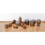 Assorted Treen Vessels, 19th century, comprising: a pedestal bowl and cover with button knop and