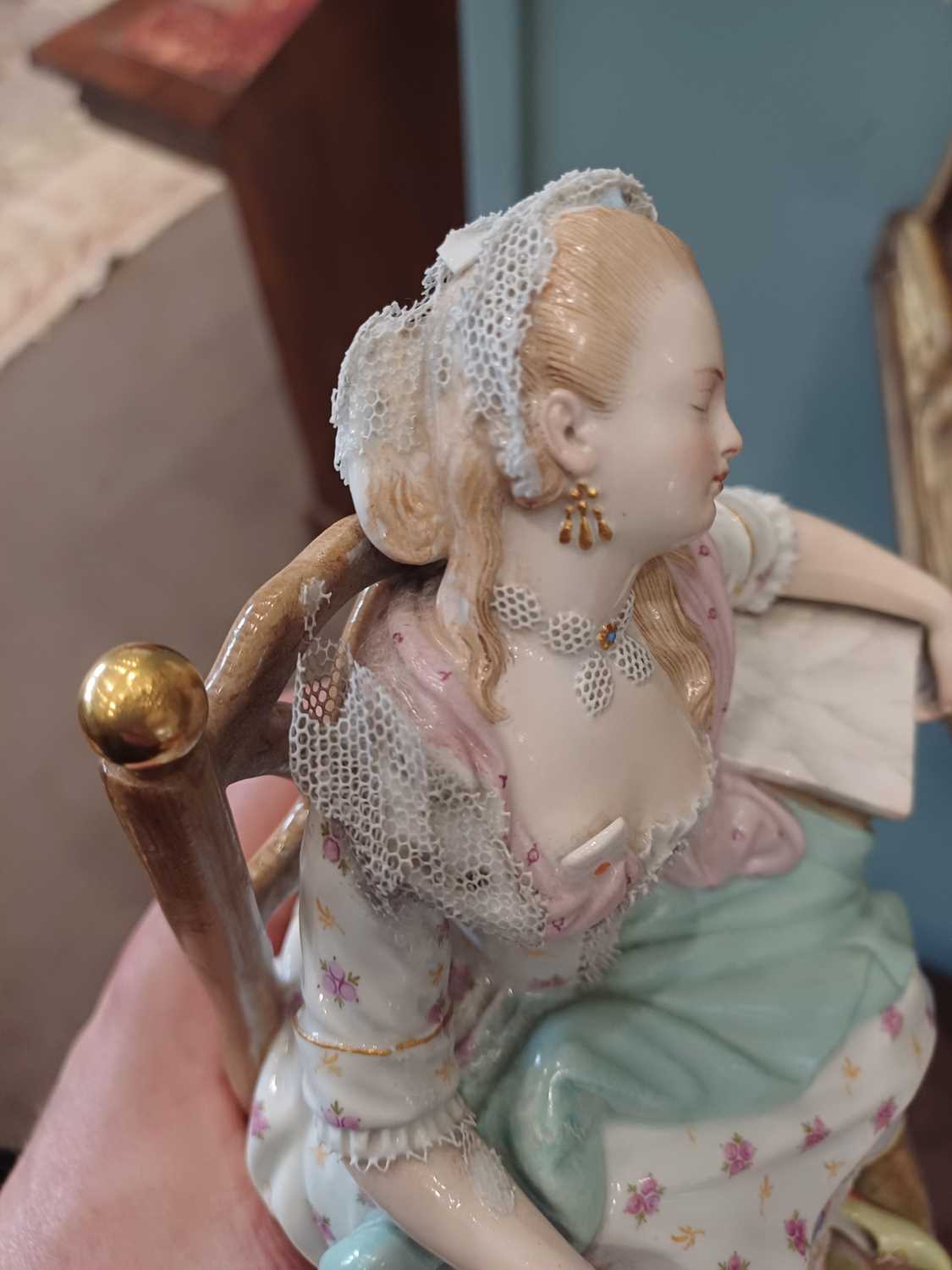 A Meissen Porcelain Figure, 19th century, "Seeping Louise" after the original by Michel Victor - Image 4 of 6