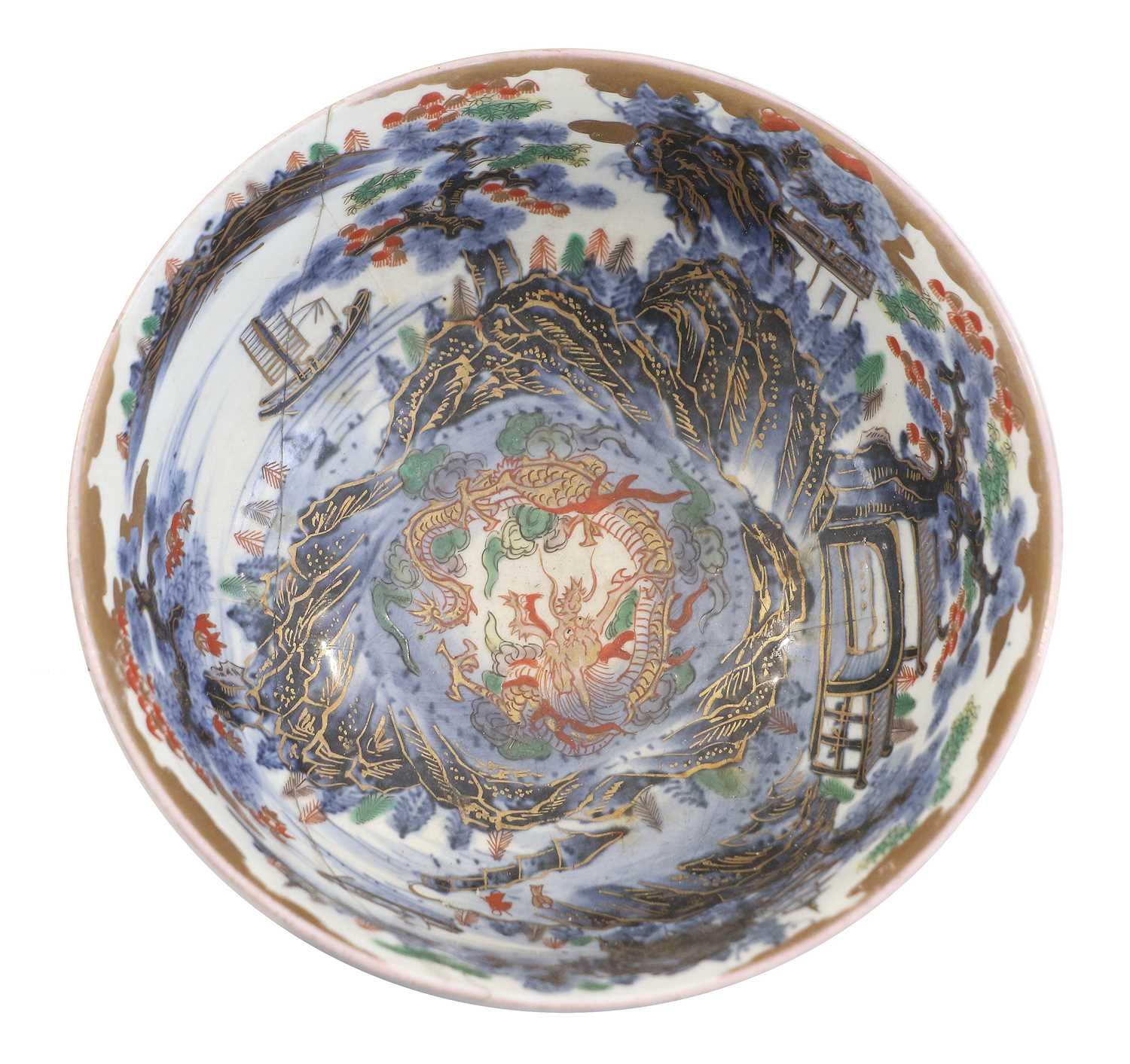 A Chinese Kraak Porcelain Bowl, Wanli, painted in underglaze blue with panels of flowers - Image 2 of 2