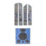 A Set of Four Victorian Stained Glass Panels, combining to form an arch, depicting St Andrew, St