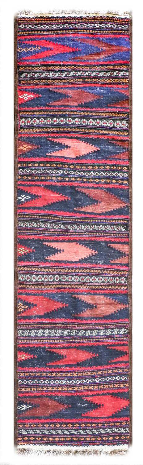 ~ Narrow Baluch Kilim Runner West Afghanistan, circa 1980 The field comprised of bands of polychrome - Image 3 of 3
