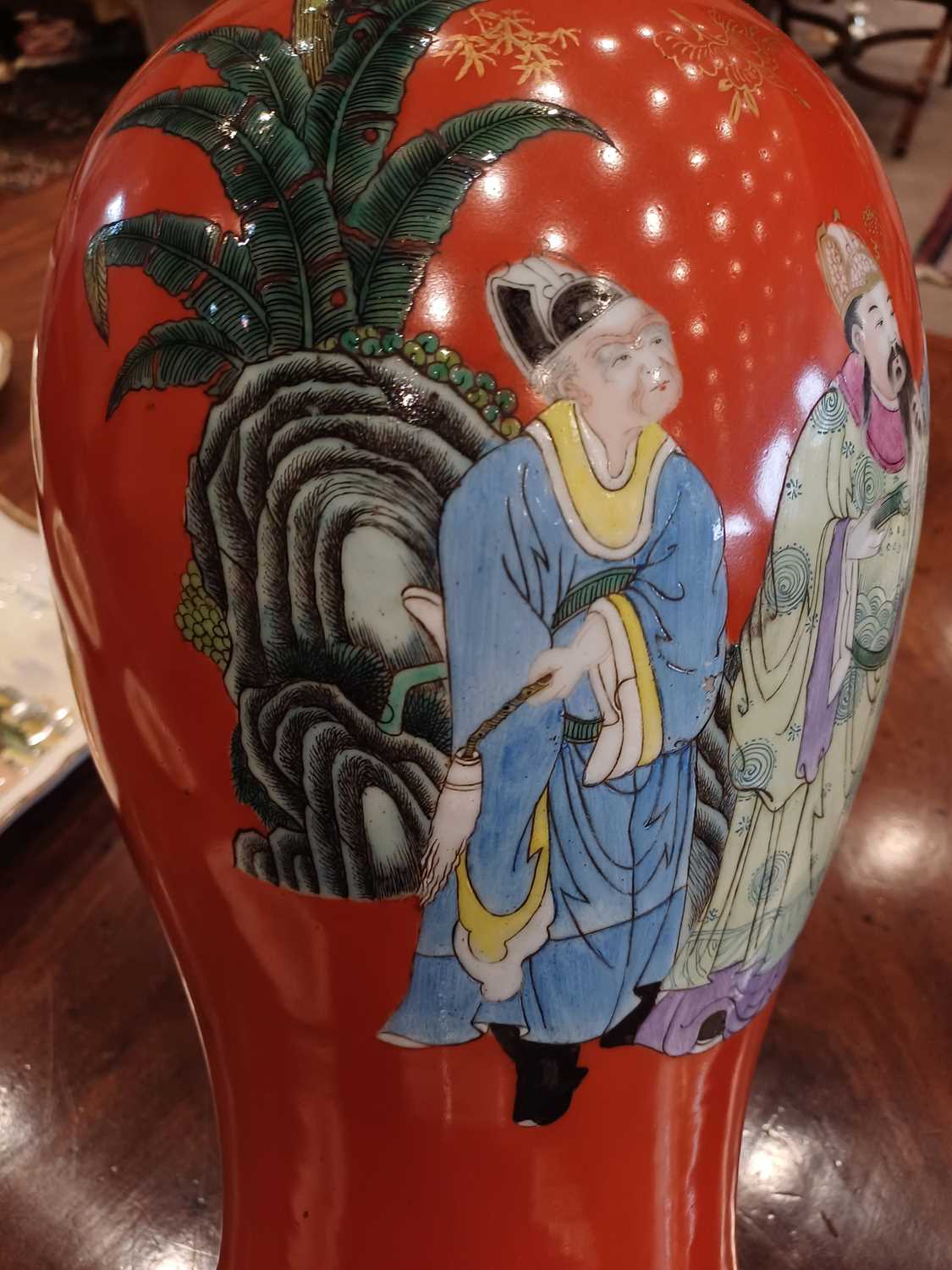 A Chinese Porcelain Baluster Vase, Qianlong reign mark but not of the period, painted in famille - Image 9 of 9