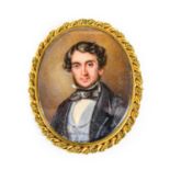 English School (early 19th century): Miniature Portrait of a Gentleman, bust length, wearing a black