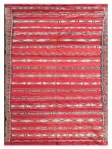~ Good Berber Moroccan Flat Woven Rug, circa 1970 The brick red field comprised of wide and narrow
