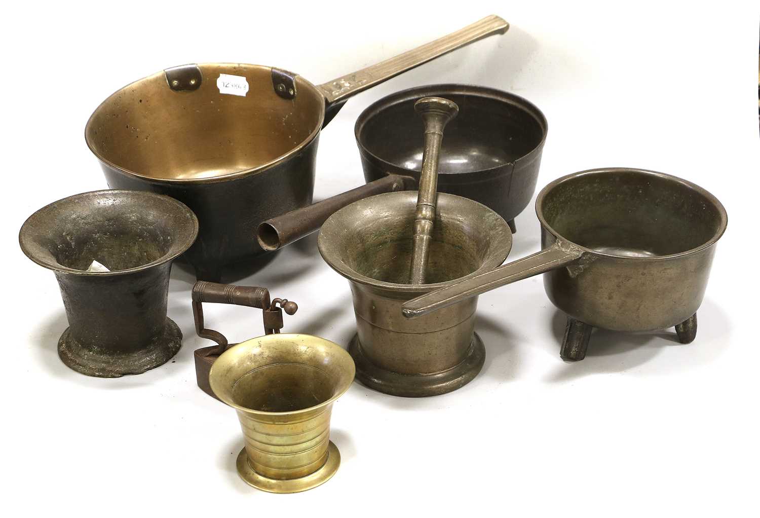 Three Mortars, including a 17th century example Two Bronze Skillets A Similar Iron Example A - Image 3 of 10