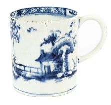 A Lowestoft Porcelain Coffee Can, circa 1765-75, with plain loop handle and painted in underglaze