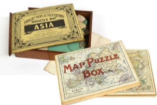A Philip Son & Nephews Dissected Map of Asia, late 19th century, comprising sixty-nine jigsaw pieces