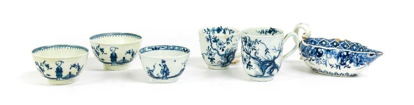 A Worcester Porcelain Teabowl, circa 1758, painted in underglaze blue with the "Walk in the