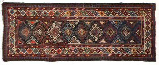 Karabagh Runner South Iran, circa 1910 The indigo field with a column of polychrome hooked