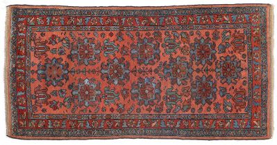 Hamadan Rug Iranian Kurdistan, circa 1910 The coral pink field with an allover design of large