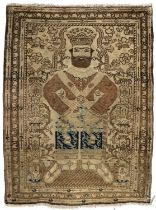 ^ Kashan Rug Central Iran, circa 1910 The field depicting an Iranian monarch, probably Nader Shah