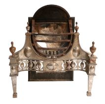 A George III Steel and Iron Fire Grate, circa 1800, of serpentine-shaped form, the pierced and