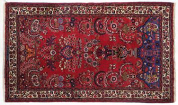 Unusual Mashad Prayer Rug North East Iran, circa 1920 The field with an urn issuing flowers