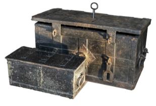 A German Iron Armada-Type Chest, 17th/18th century, of panelled rectangular form with loop