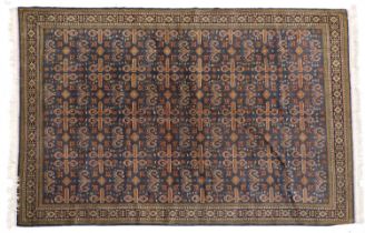 Perepedil Design Carpet Probably Azerbaijan, circa 1970 The steel blue field with columns of ram's