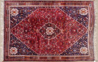 Kashgai Carpet Southwest Iran, circa 3rd quarter 20th century The raspberry field of angular