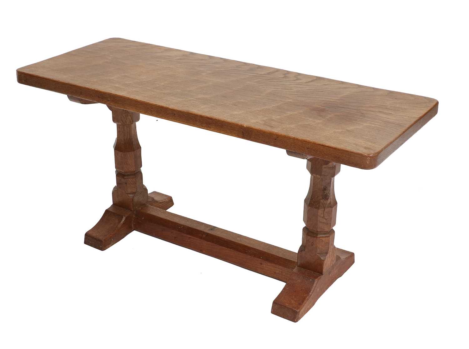 Workshop of Robert Mouseman Thompson (Kilburn): An English Oak 3ft Refectory Coffee Table, the