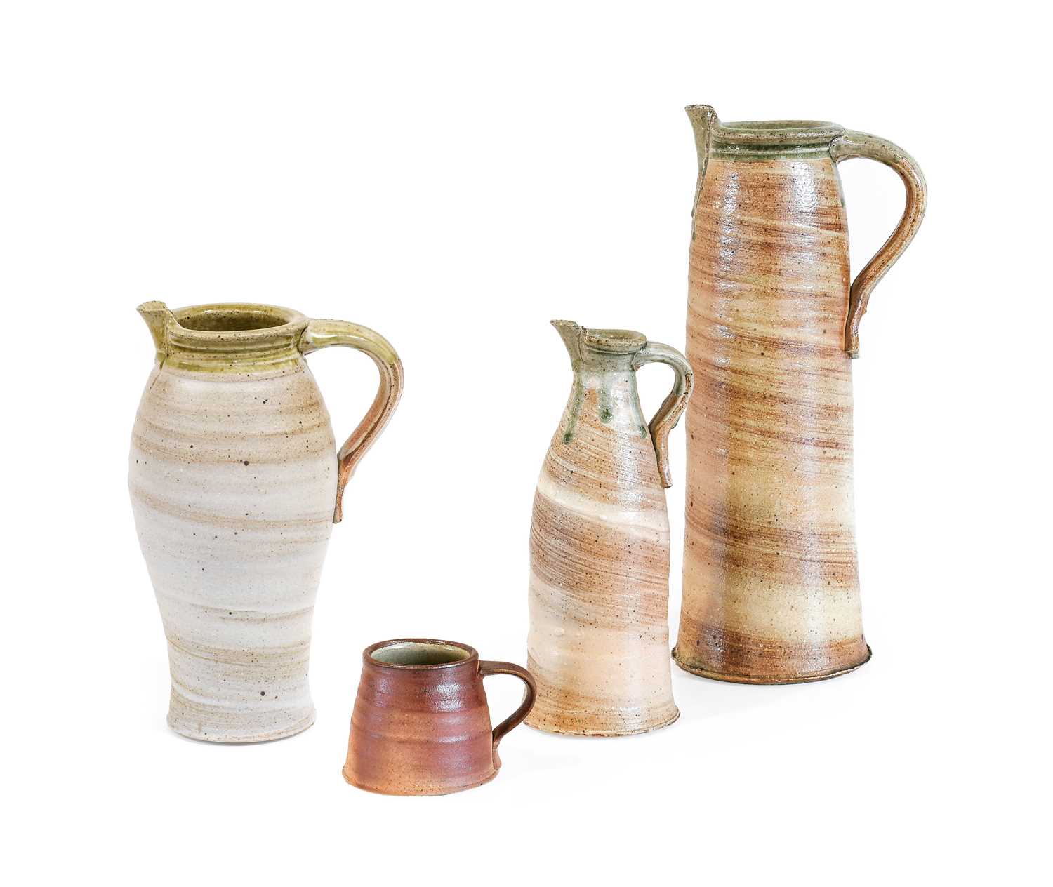 Stephen Parry (b.1950): A Stoneware Jug, wood-fired ash glaze, impressed SP. seal mark, circular