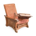 Robert Mouseman Thompson (1876-1955): An English Oak Reading Chair, circa 1930's, with adjustable