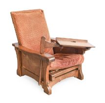 Robert Mouseman Thompson (1876-1955): An English Oak Reading Chair, circa 1930's, with adjustable