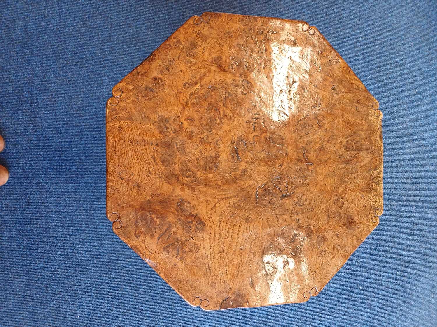 Robert Mouseman Thompson (1876-1955): A Burr Oak Octagonal Coffee Table, 1930s, with mouse tails - Image 6 of 16