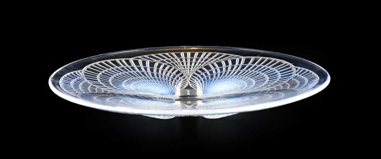 René Lalique (French, 1860-1945): A Coquilles Opalescent and Clear Glass Plate, wheel engraved R - Image 2 of 4