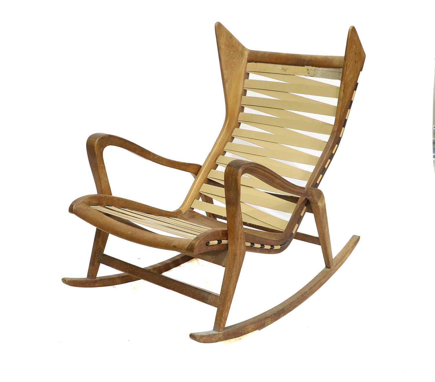 Cassina Studio Tecnico, Italy: A Walnut Rocking Chair, designed c.1955, model no.572, rubber - Image 2 of 2