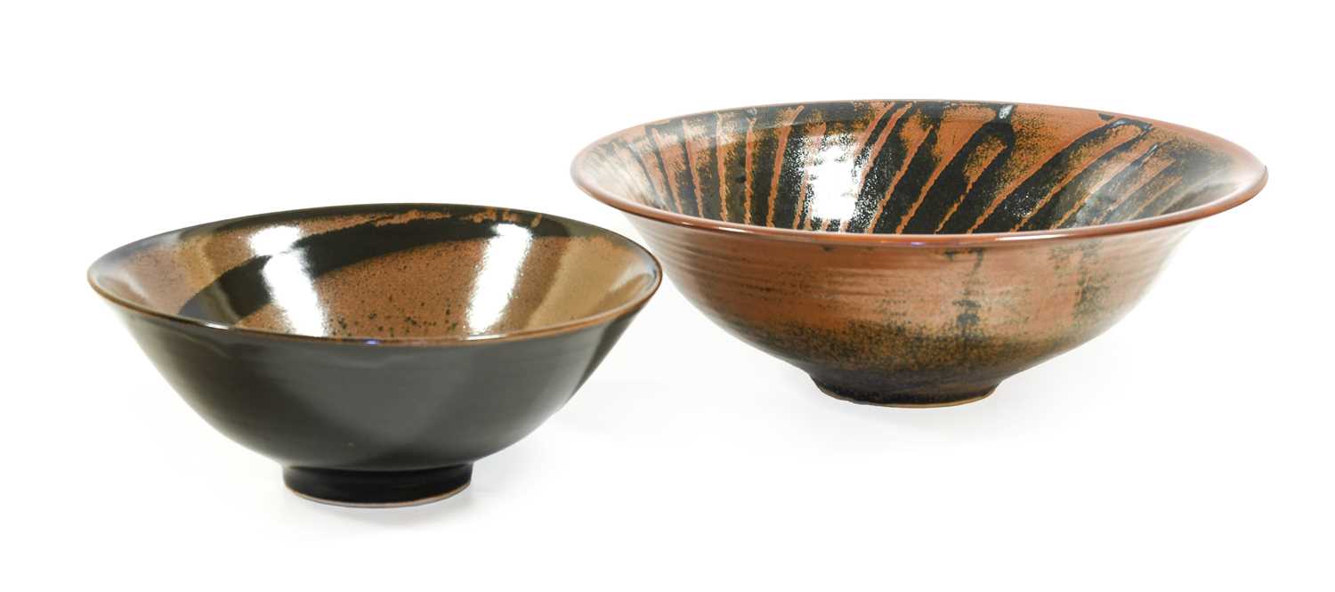 Andrew Crouch (b.1955): A Stoneware Bowl, covered in a tenmoku glaze impressed AC seal mark, 37cm - Image 3 of 4