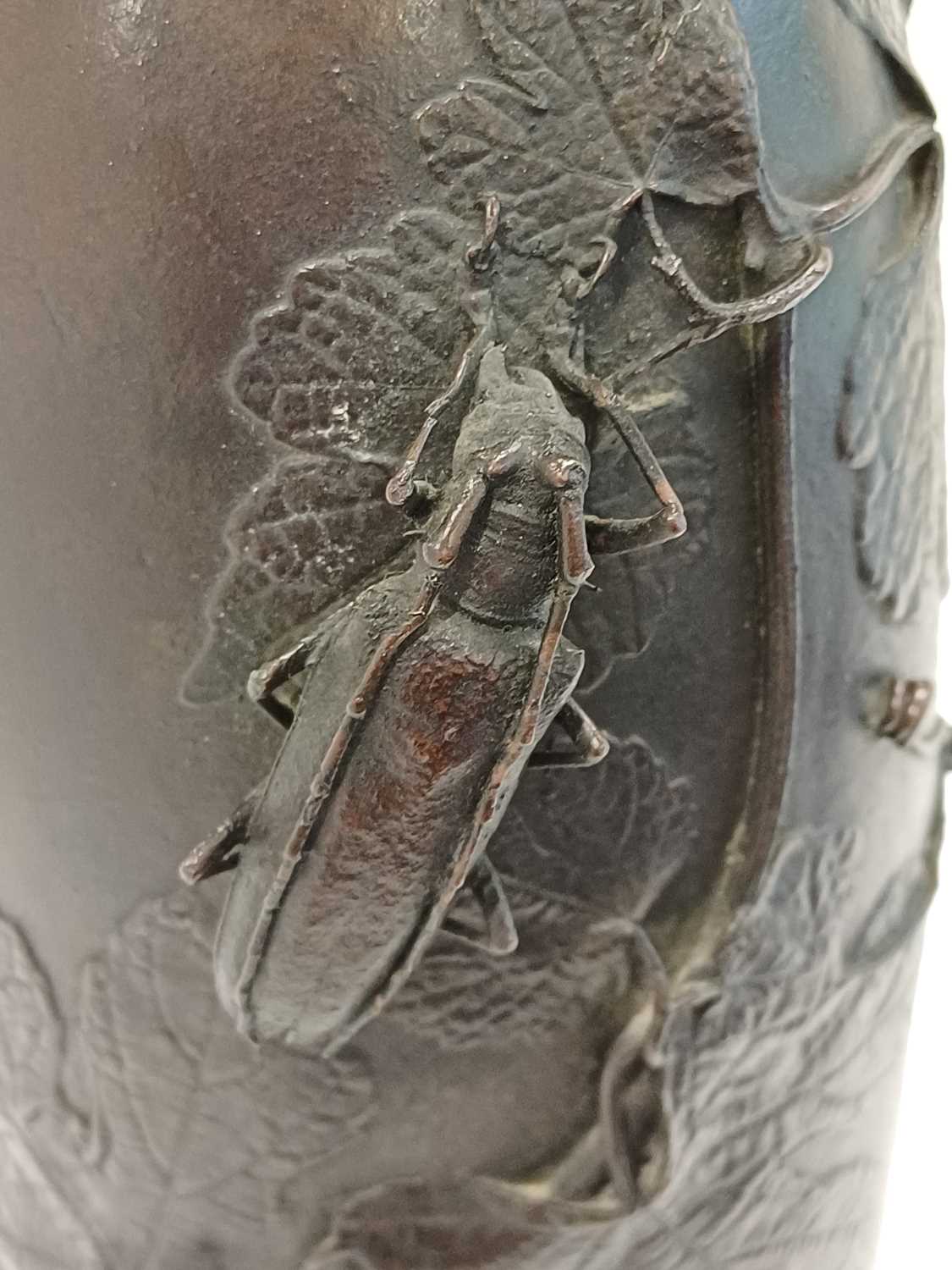 Hugo Elmqvist (Swedish, 1862-1930): An Art Nouveau Patinated Bronze Vase, cast with a protruding - Image 9 of 24
