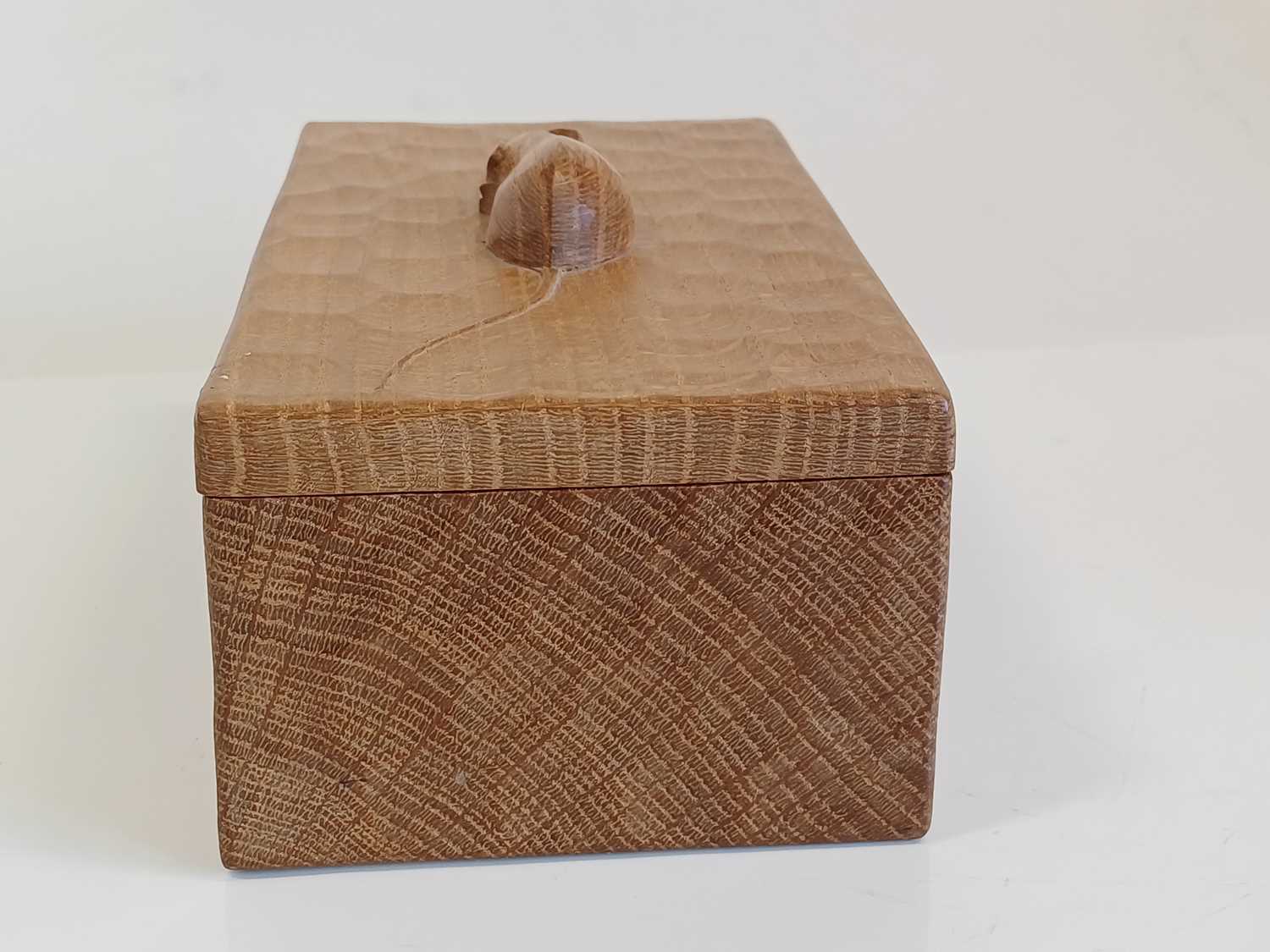 Workshop of Robert Mouseman Thompson (Kilburn): An English Oak Trinket Box and Cover, of rectangular - Image 7 of 9