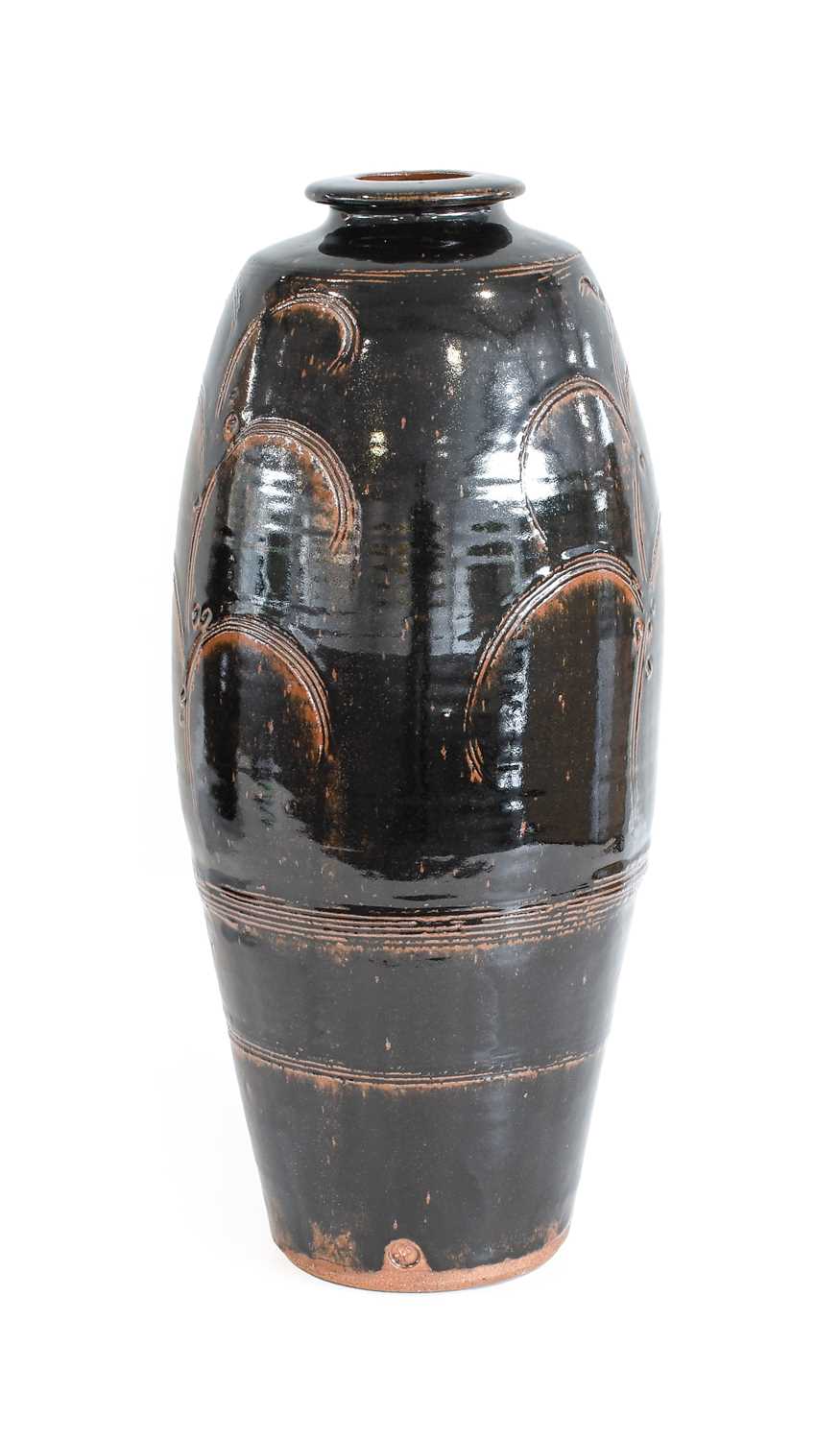 Philip (Phil) Marston Rogers (1951-2020): A Tall Floor-Standing Stoneware Bottle Vase, tenmoku