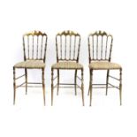 A Set of Three Mid Century Italian Chiavari Brass Chairs, after a design by Giuseppe Gaetano