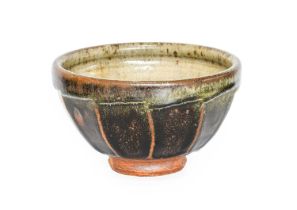 Richard Batterham (1936-2021): A Cut-Sided Stoneware Bowl, ash glazed to interior, the exterior