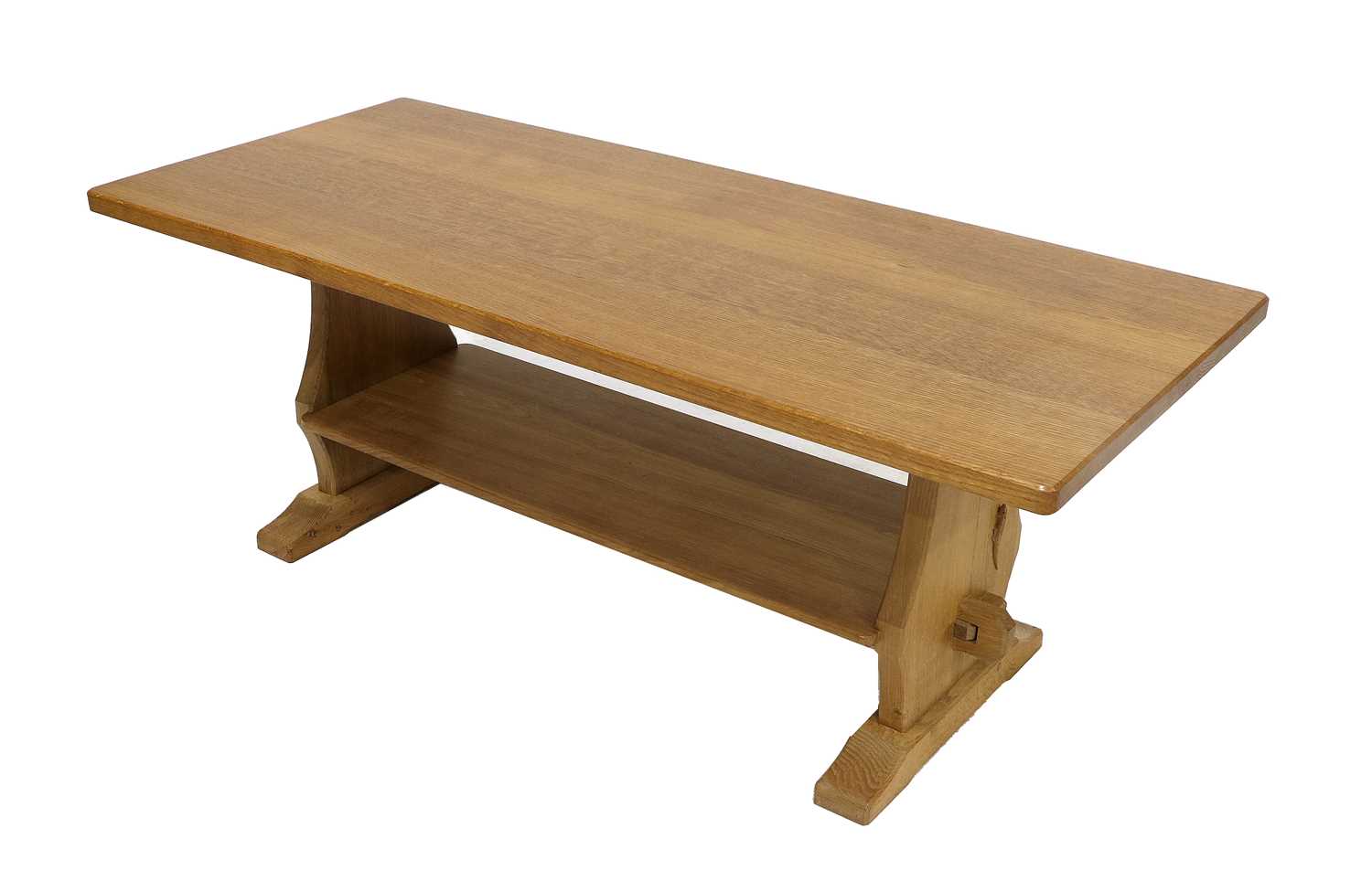 Lizardman: Martin Dutton (1921-2009): An English Oak 4ft Rectangular Coffee Table, the flat top on