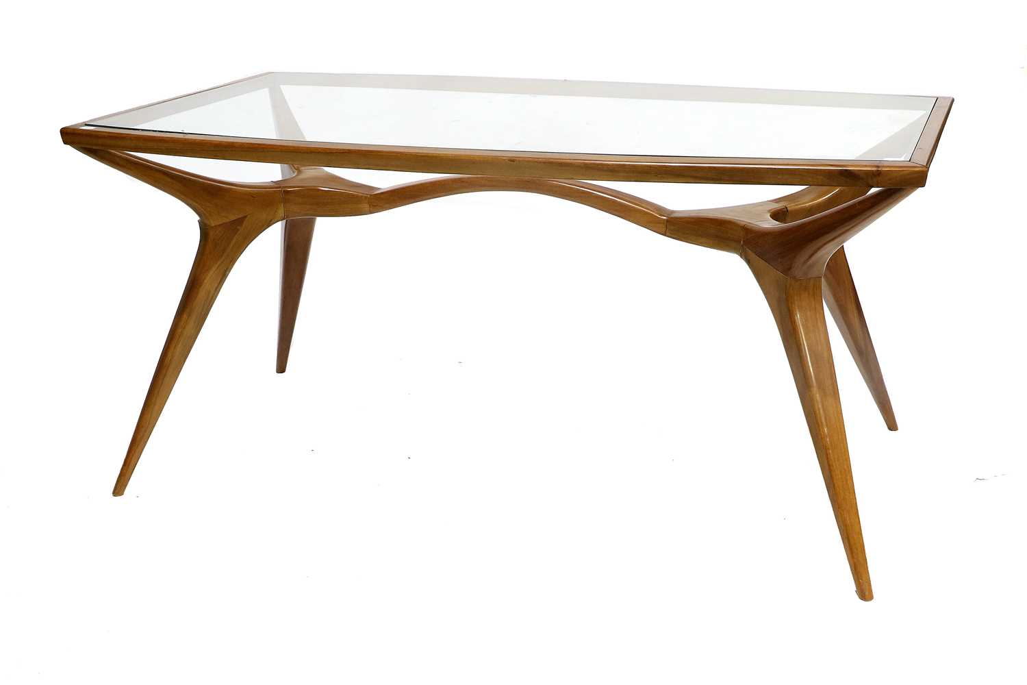 A 1960's Brazilian Peroba De Campos Table, attributed to Giusepe Scapinelli, with inset glass top, - Bild 2 aus 3